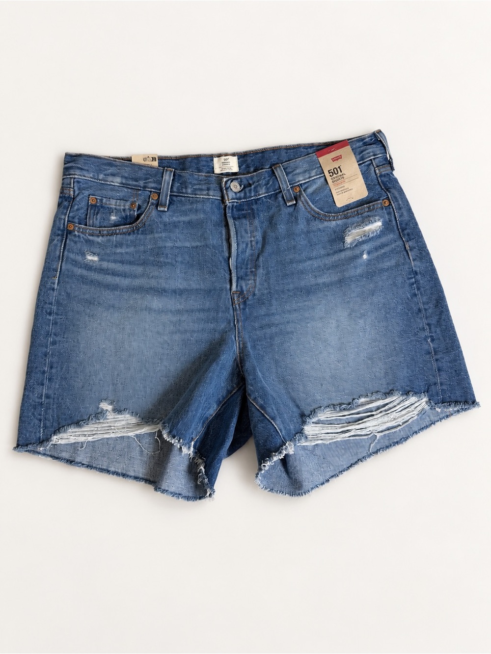 Women’s Levi's 501 Distressed High-Rise Denim Shorts in Blue